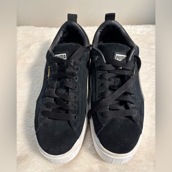 Puma Mayze Black Suede Platform Sneakers - Size 10 - Picture 2 of 8
